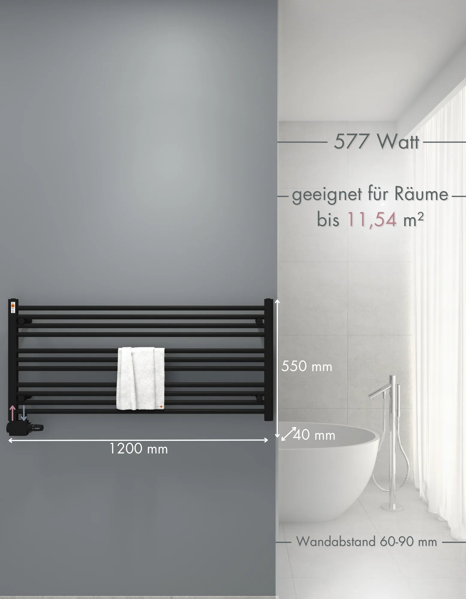 Austauschheizkörper THERM-AU BLACK versetzter Mittelanschluss