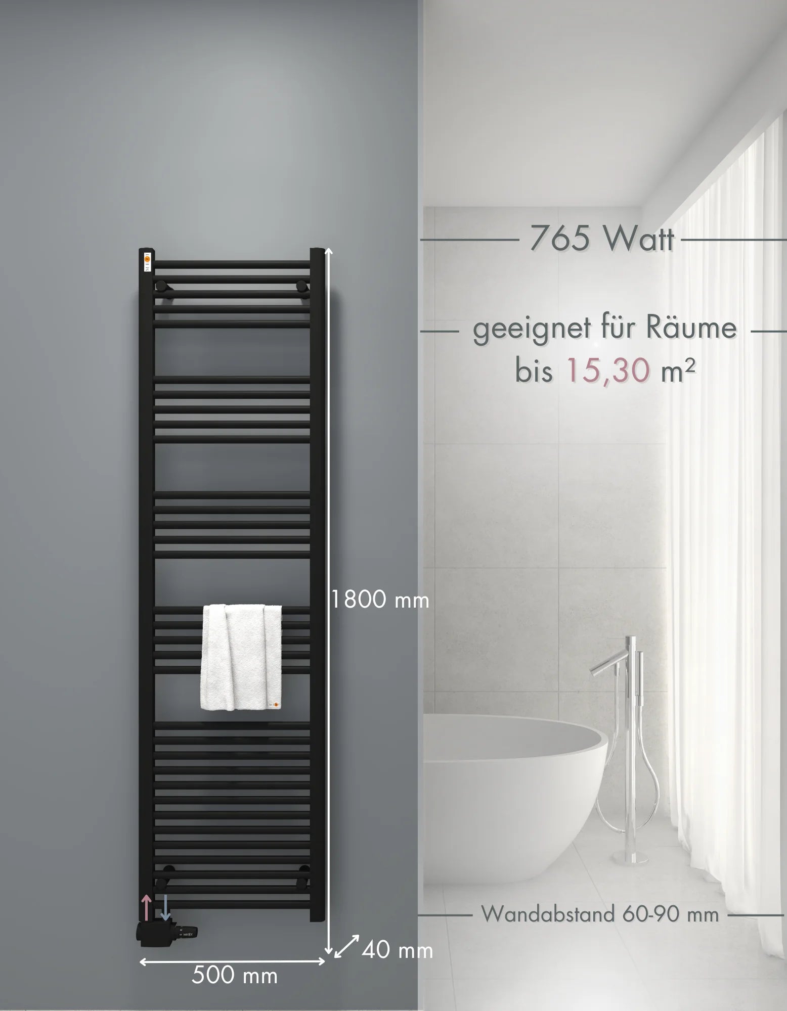 Austauschheizkörper THERM-AU BLACK versetzter Mittelanschluss