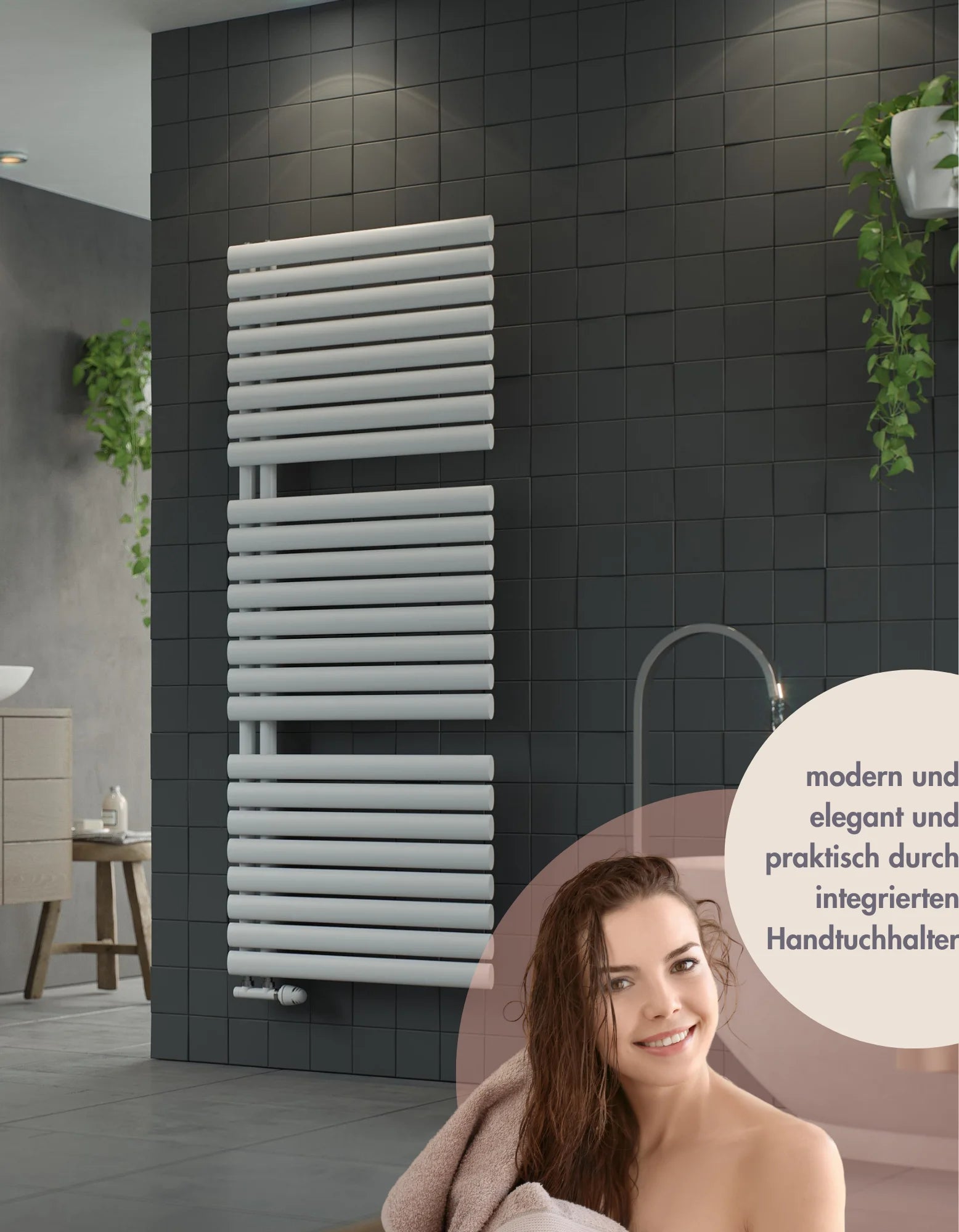 Badheizkörper EnergiHeat versetzter Mittelanschluss