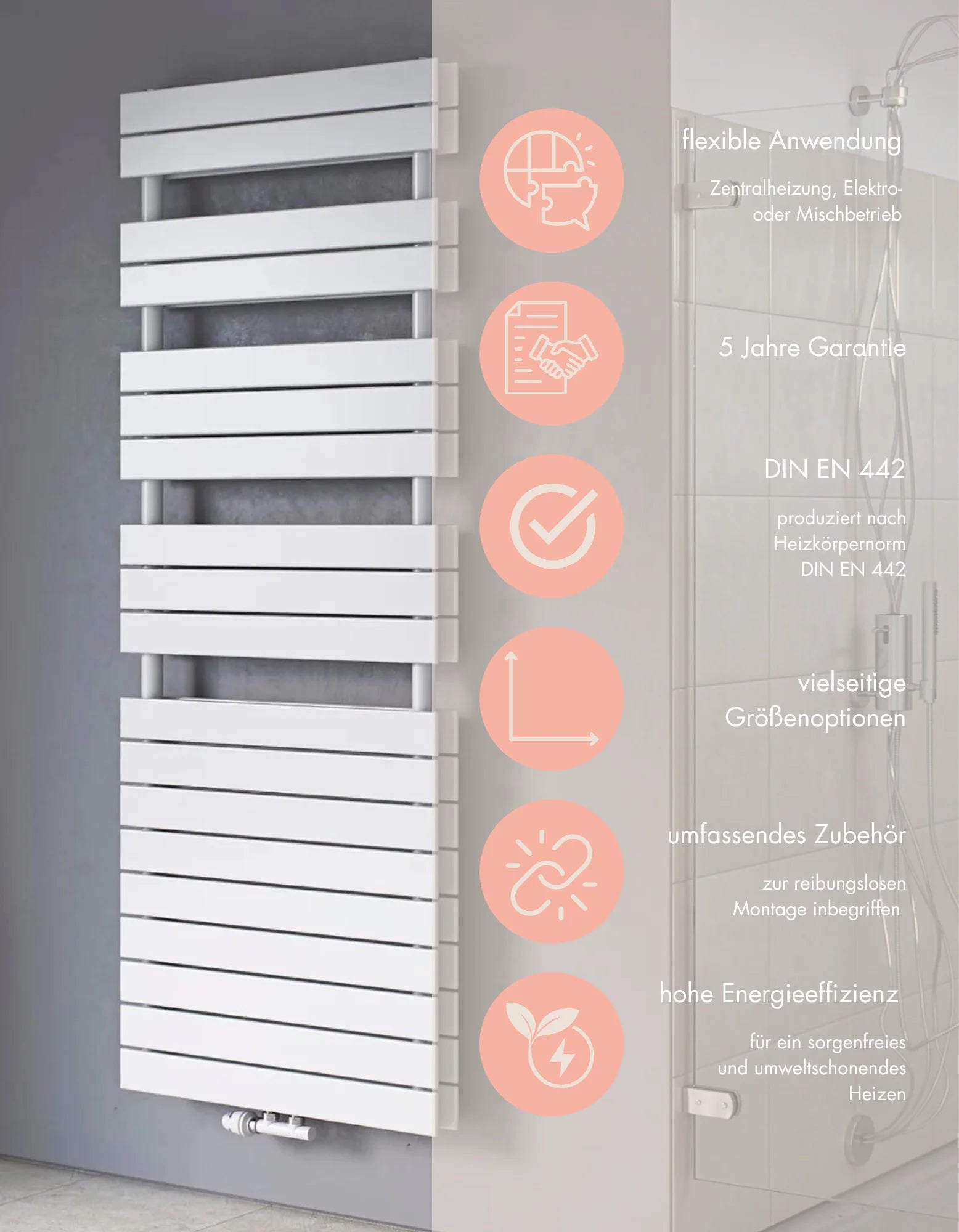 Badheizkörper EcoGlow Duo Mittelanschluss