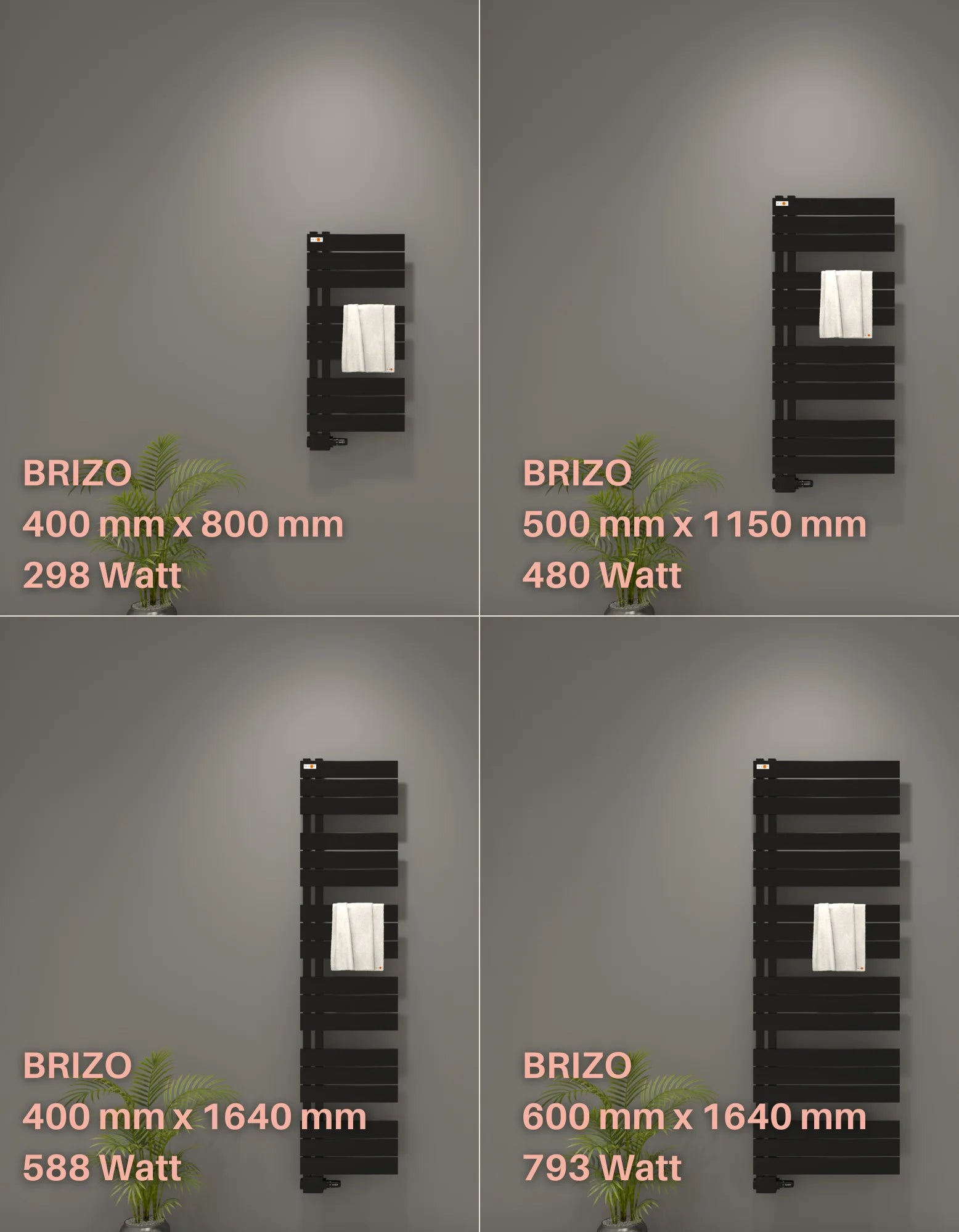 Badheizkörper BRIZO versetzter Mittelanschluss